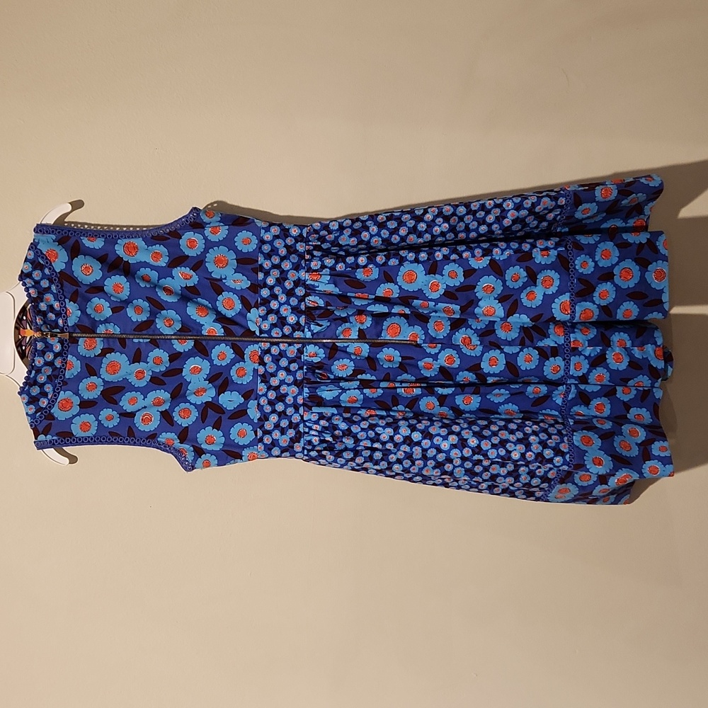 kate spade Blue Mixed Floral Sleeveless Fit-and-Flare Dress - Picture 16 of 16